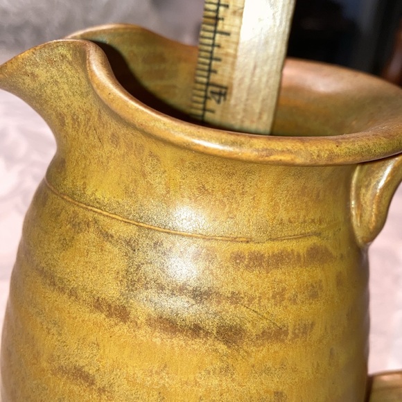 Pottery, hand thrown caramel creamer/pitcher signed, Tom Jon $29 - Picture 4 of 7